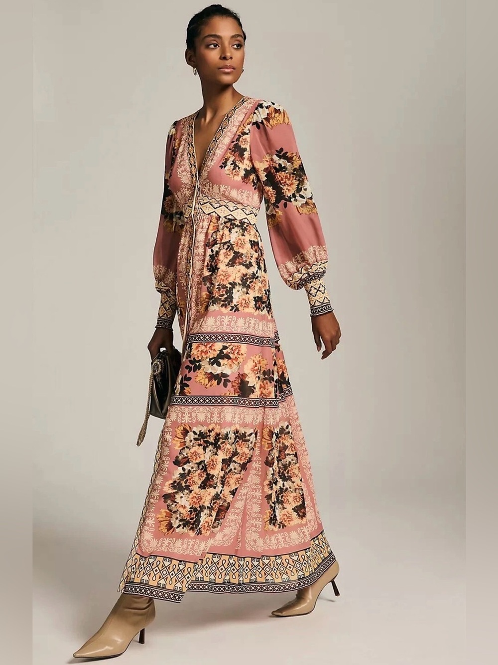 Anthropologie Vineet Bahl embroidered Boho Maxi dress Small